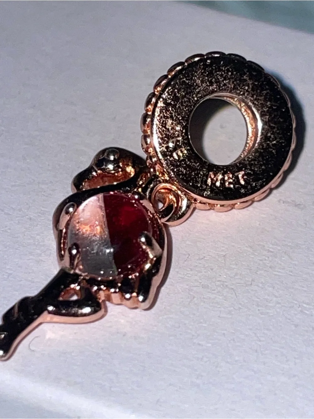 Pandora Flamingo Bracelet Charm Rose Gold Murano Glass Dangle AUTHENTIC
